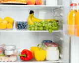 Comment ranger son frigo congélateur en bas : fruits, légumes, viandes et jus bien organisés sur les étagères.