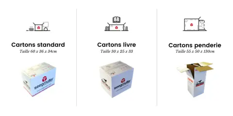 Trois types de cartons de déménagement : standard, livre et penderie. Le carton livre, plus petit, est idéal pour savoir combien de livres dans un carton de déménagement.