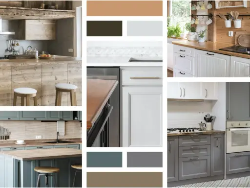 Inspiration pour une rénovation cuisine rustique : bois brut, tons terreux, et touches modernes.