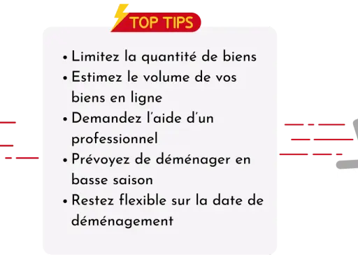 Conseils pour déménager rapidement : limiter les biens, estimer le volume, demander de l'aide, choisir la basse saison et rester flexible.