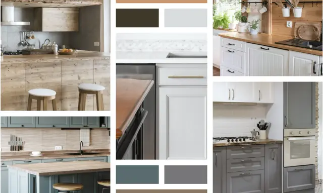 Inspiration pour une rénovation cuisine rustique : bois brut, tons terreux, et touches modernes.